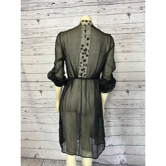 Schumacher polka dot long sleeved sheer sexy zippered dress size XS - Picture 10 of 12